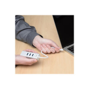 Tripp Lite Hub Adaptador Portátil USB 3.1 Gen 1, USB-C, de 3 Puertos USB-A y Puerto Gigabit Ethernet, Compatible con Thunderbolt 3