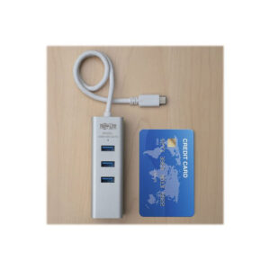 Tripp Lite Hub Adaptador Portátil USB 3.1 Gen 1, USB-C, de 3 Puertos USB-A y Puerto Gigabit Ethernet, Compatible con Thunderbolt 3