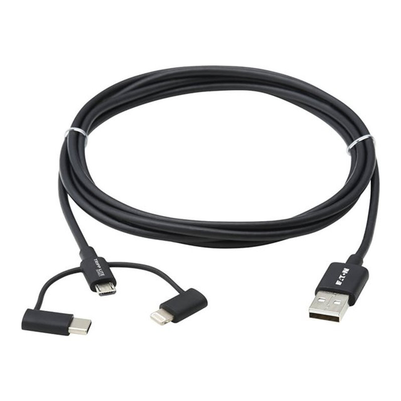 Tripp Lite M101-006-LMC-BK Cable de Sincronización y Carga USB A a Lightning Universal, USB Micro B y USB C, Certificado MFi, 1.83 m [6 pies] - Imagen 2