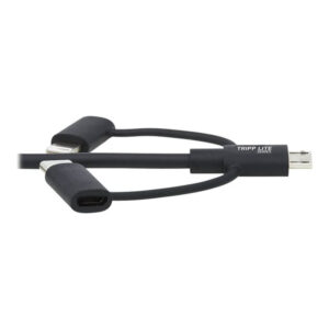 Tripp Lite M101-006-LMC-BK Cable de Sincronización y Carga USB A a Lightning Universal, USB Micro B y USB C, Certificado MFi, 1.83 m [6 pies]