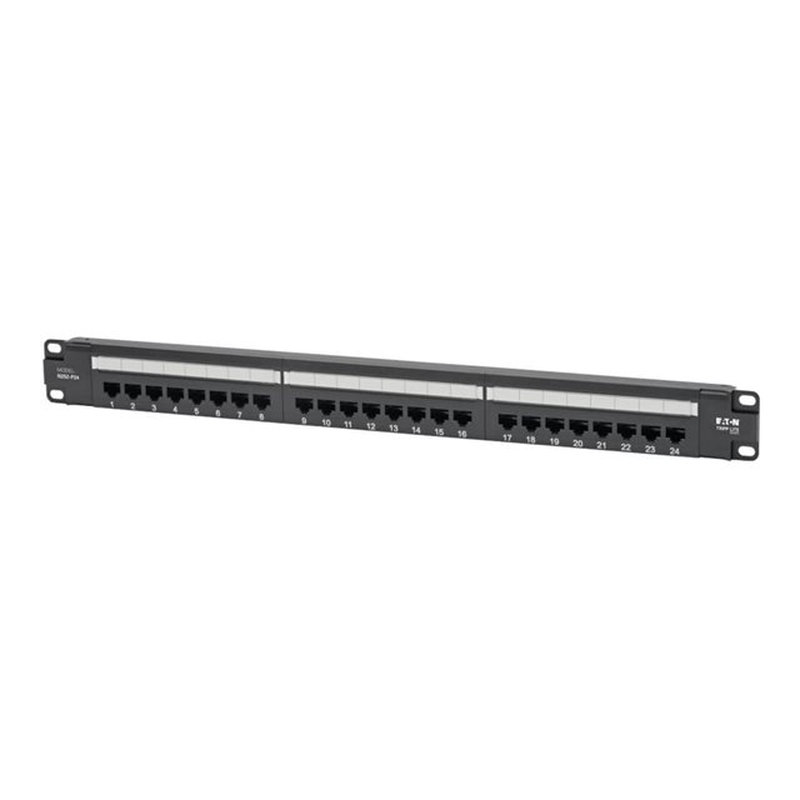 Tripp Lite N252-P24 Panel de Conexiones Cat6 de 24 Puertos – Cumple con PoE+, 110 / Krone, 568A/B, RJ45 Ethernet, Instalación en 1U de Rack