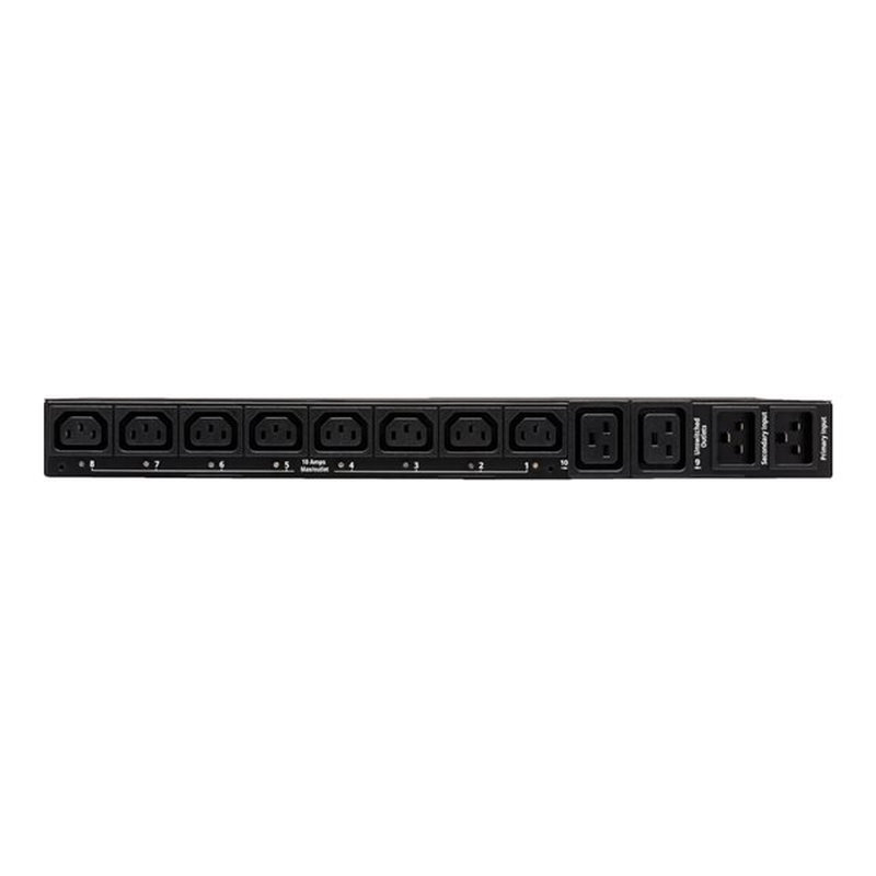 Tripp Lite PDUMH20HVATNET PDU Monofásico Controlable con Switch de Transferencia Automática 3.8kW, 2 Entradas C20 de 200-240V, 8 Tomacorrientes C13 y 2 C19, 1U, TAA - Imagen 4