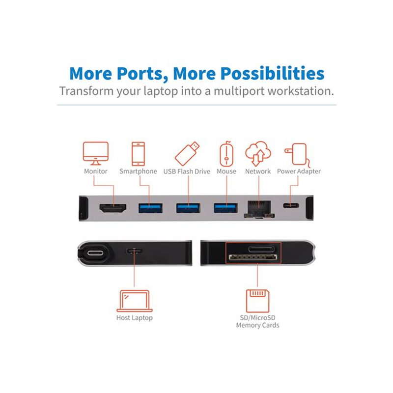 Tripp Lite U442-DOCK5D-GY Estación de Conexión USB C - 4K HDMI, USB 3.2 Gen 1, Hub USB A, GbE, Tarjeta de Memoria, Carga PD de 100W, Cable Desprendible, Gris Tripp Lite U442-DOCK5D-GY Estación de Conexión USB C - 4K HDMI, USB 3.2 Gen 1, Hub USB A, GbE, Tarjeta de Memoria, Carga PD de 100W, Cable Desprendible, Gris - Imagen 7