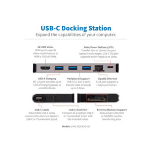 Tripp Lite U442-DOCK5D-GY Estación de Conexión USB C - 4K HDMI, USB 3.2 Gen 1, Hub USB A, GbE, Tarjeta de Memoria, Carga PD de 100W, Cable Desprendible, Gris Tripp Lite U442-DOCK5D-GY Estación de Conexión USB C - 4K HDMI, USB 3.2 Gen 1, Hub USB A, GbE, Tarjeta de Memoria, Carga PD de 100W, Cable Desprendible, Gris