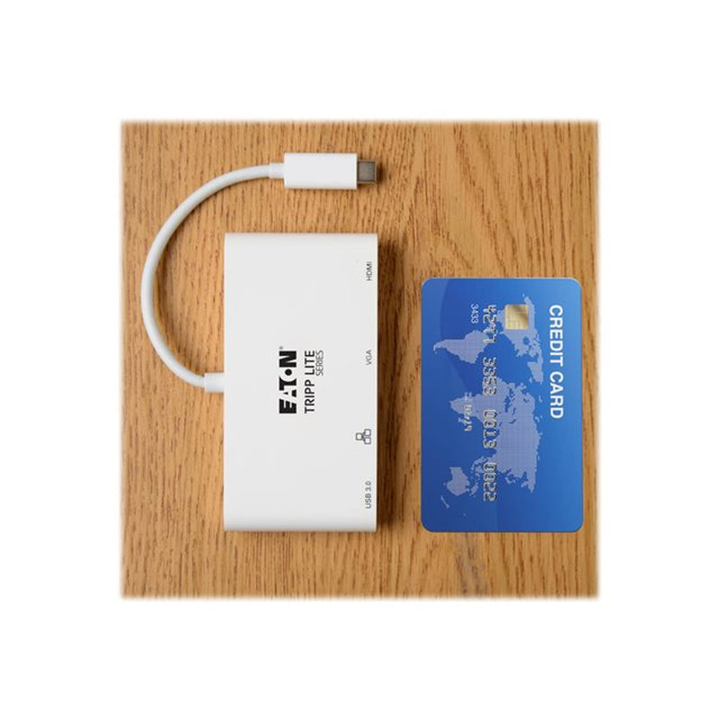 Tripp Lite U444-06N-HV4GU Adaptador USB 3.1 Gen 1 USB-C, 4K @30Hz - HDMI, VGA, USB-A y Gigabit Ethernet, Blanco