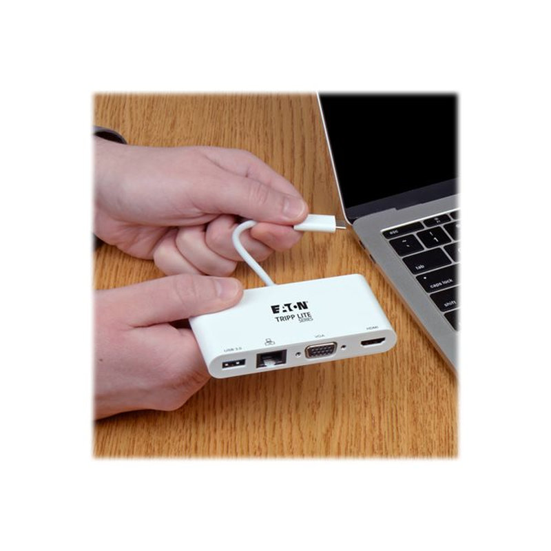 Tripp Lite U444-06N-HV4GU Adaptador USB 3.1 Gen 1 USB-C, 4K @30Hz - HDMI, VGA, USB-A y Gigabit Ethernet, Blanco - Imagen 5