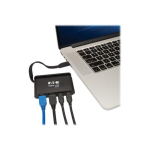 Tripp Lite U444-T6N-H4GUBC Adaptador Multipuerto USB-C, 4K HDMI, Puerto USB-A, GbE, Cable con Guardado Automático y PD 3.0 de 100W, Negro