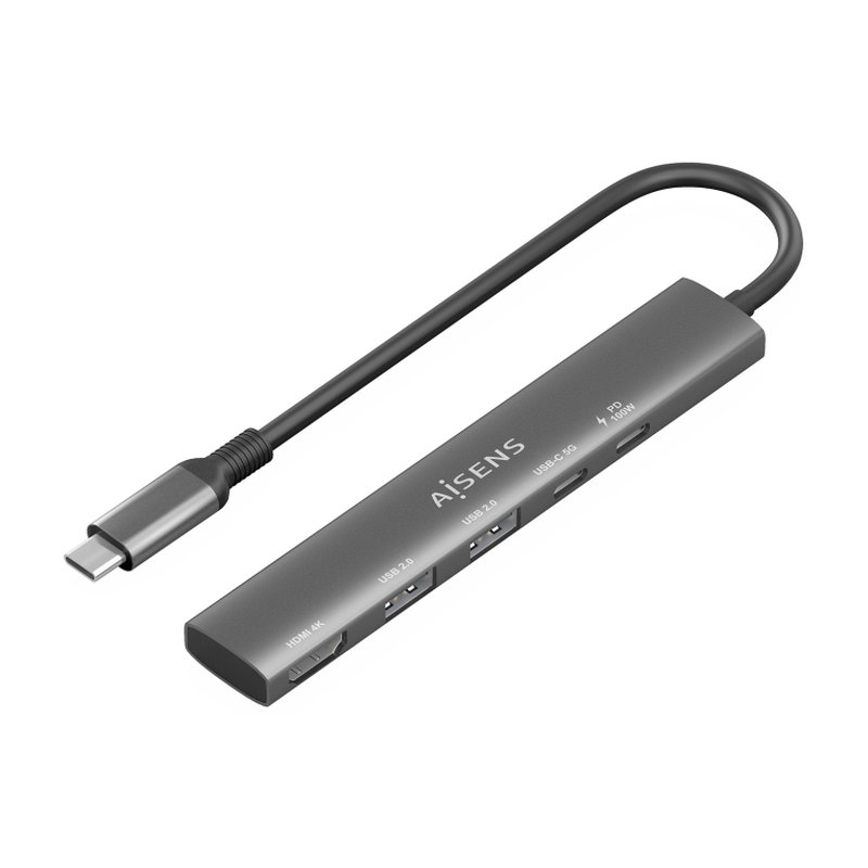 USB-C DOCK AISENS 5 EN 1 USB-C A 1XHDMI 2XUSB-A 1XUSB-C 1XPD 15CM