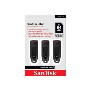 Ultra 64GB USB 3.0 3 Pack Black