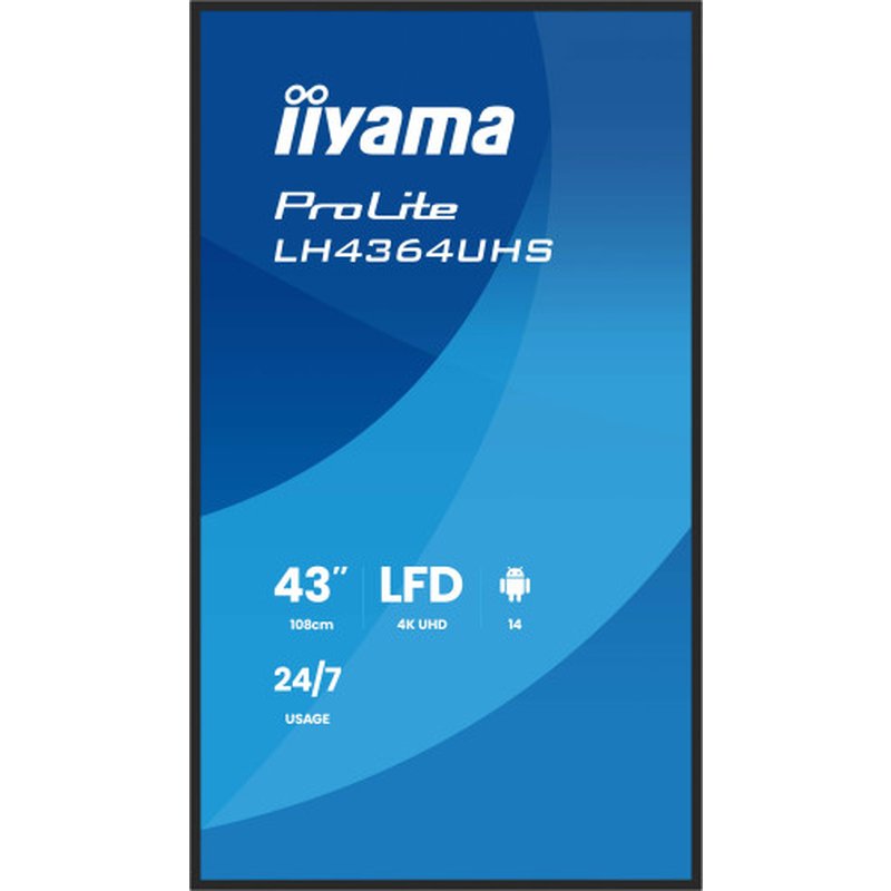 iiyama LH4364UHS-B1AG pantalla de señalización Pantalla plana para señalización digital 109,2 cm (43") LED Wifi 500 cd / m² 4K Ultra HD Negro Android 24/7 - Imagen 2