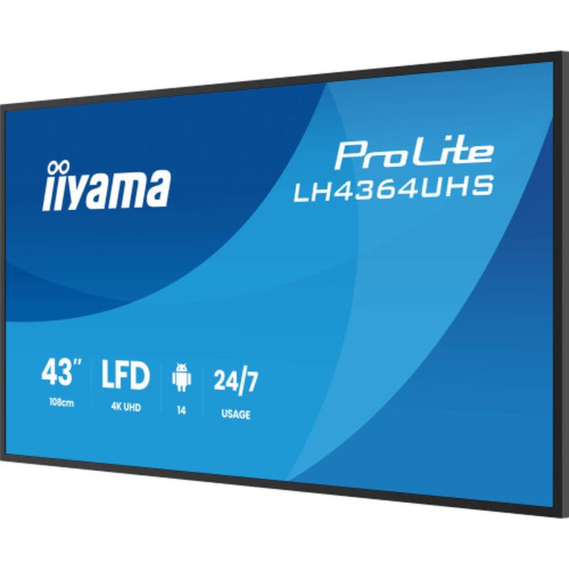 iiyama LH4364UHS-B1AG pantalla de señalización Pantalla plana para señalización digital 109,2 cm (43") LED Wifi 500 cd / m² 4K Ultra HD Negro Android 24/7 - Imagen 6