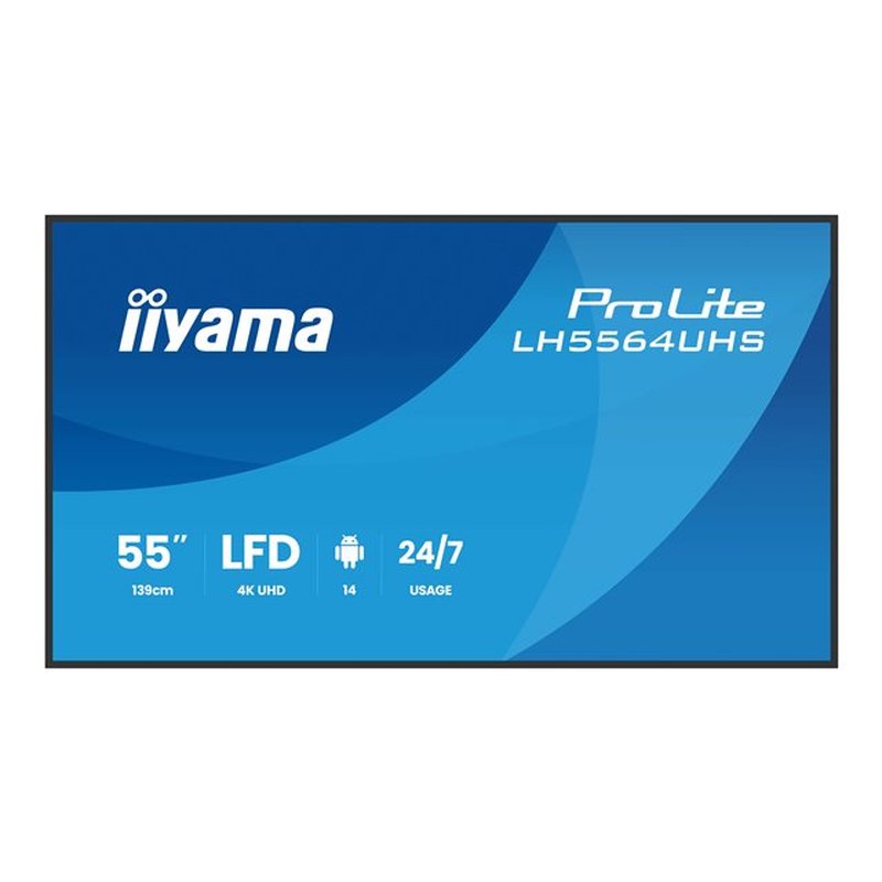 iiyama LH5564UHS-B1AG pantalla de señalización Pantalla plana para señalización digital 139,7 cm (55") Wifi 500 cd / m² 4K Ultra HD Negro Android 24/7 iiyama LH5564UHS-B1AG pantalla de señalización Pantalla plana para señalización digital 139,7 cm (55") Wifi 500 cd / m² 4K Ultra HD Negro Android 24/7
