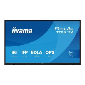 iiyama TE8613A-B1AG pantalla de señalización Panel plano interactivo 2,17 m (85.6") Wifi 450 cd / m² 4K Ultra HD Negro Pantalla táctil Procesador incorporado Android 18/7