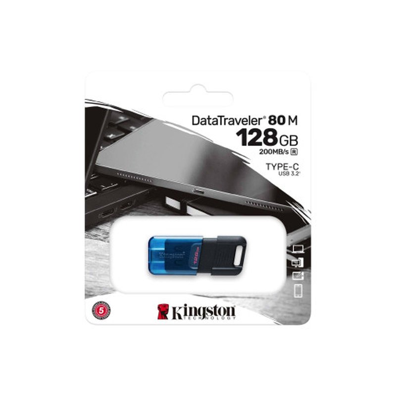 Kingston Technology DataTraveler 80 M unidad flash USB 128 GB USB Tipo C 3.2 Gen 1 (3.1 Gen 1) Negro, Azul Kingston Technology DataTraveler 80 M unidad flash USB 128 GB USB Tipo C 3.2 Gen 1 (3.1 Gen 1) Negro, Azul - Imagen 3