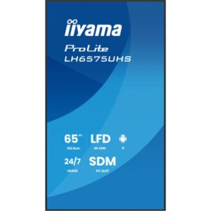 Alternative view of iiyama LH6575UHS-B2AG pantalla de señalización Pantalla plana para señalización digital 163,8 cm (64.5") LCD Wifi 500 cd / m² 4K Ultra HD Negro Procesador incorporado Android 11 24/7