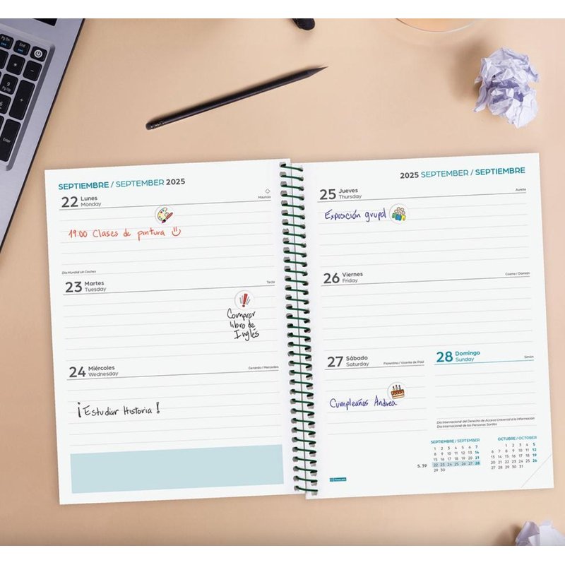 AGENDA ESCOLAR 2025-2026 SECUNDARIA 4º 155X212 SEMANA VISTA HORIZONTAL FIORI+ FINOCAM 634204926 AGENDA ESCOLAR 2025-2026 SECUNDARIA 4º 155X212 SEMANA VISTA HORIZONTAL FIORI+ FINOCAM 634204926 - Imagen 3