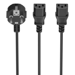 AISENS Cable Alimentacion CPU, CEE7/M-2xC13/H, Negro, 1.8M