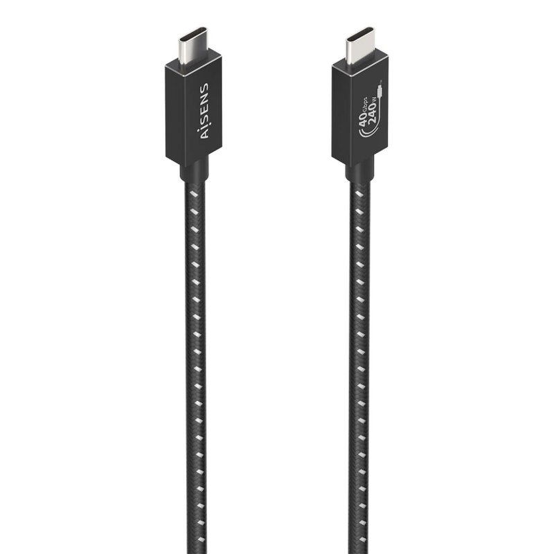 AISENS Cable USB4 Gen3x2 Aluminio 40Gbps 8K@60Hz 5A 48V 240W E-Mark, Tipo USB-C/M-USB-C/M, Negro, 1.0m AISENS Cable USB4 Gen3x2 Aluminio 40Gbps 8K@60Hz 5A 48V 240W E-Mark, Tipo USB-C/M-USB-C/M, Negro, 1.0m