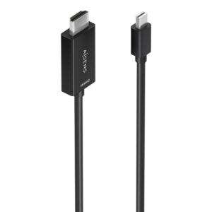AISENS Cable conversor MINI DP a HDMI 4K@60Hz, MINI DP/M-HDMI/M, Negro, 2.0m