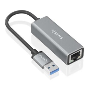 AISENS Conversor USB 3.0 a ethernet Gigabit 10/100/1000 Mbps, Gris, 15cm