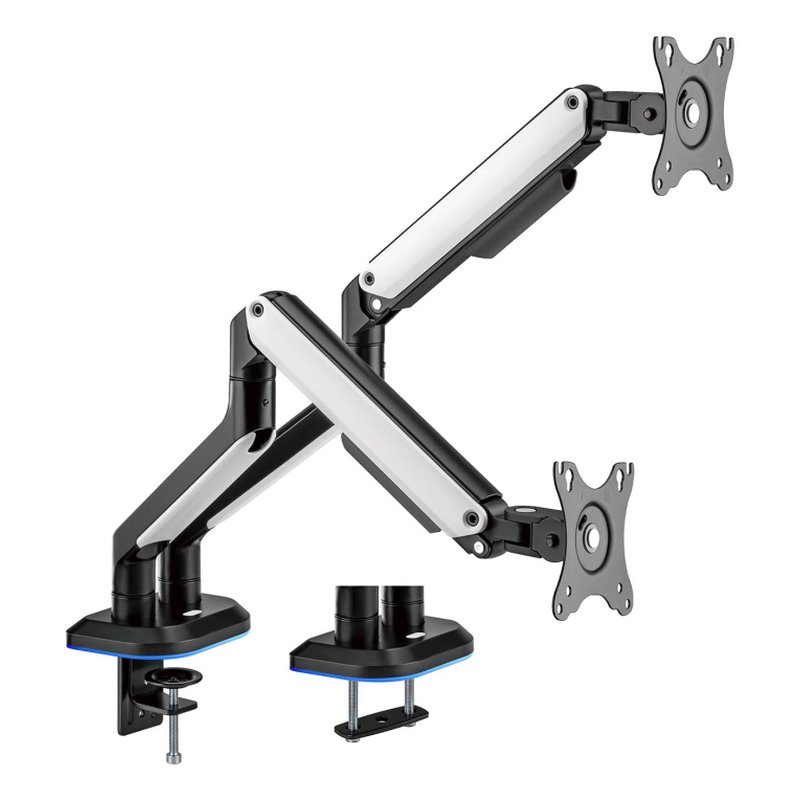 AISENS Soporte De Mesa RGB Gaming Contrapeso Giratorio E Inclinable Para Monitor/TV 9kg (3 Pivotes, 2 Brazos) De 17-32, Negro-Blanco AISENS Soporte De Mesa RGB Gaming Contrapeso Giratorio E Inclinable Para Monitor/TV 9kg (3 Pivotes, 2 Brazos) De 17-32, Negro-Blanco