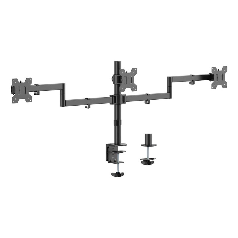 AISENS Soporte de mesa eco giratorio e inclinable para 3 monitores 10kg (3 Pivotes, 2 Brazos) de 13-27, Negro AISENS Soporte de mesa eco giratorio e inclinable para 3 monitores 10kg (3 Pivotes, 2 Brazos) de 13-27, Negro