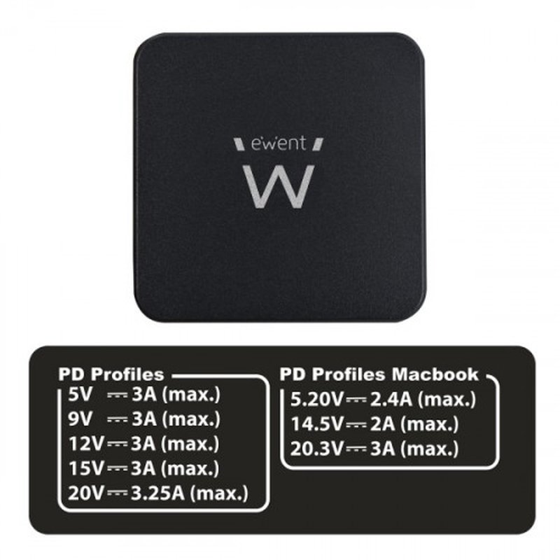 Ewent EW3980 adaptador e inversor de corriente Interior 65 W Negro - Imagen 2