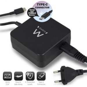 Ewent EW3980 adaptador e inversor de corriente Interior 65 W Negro