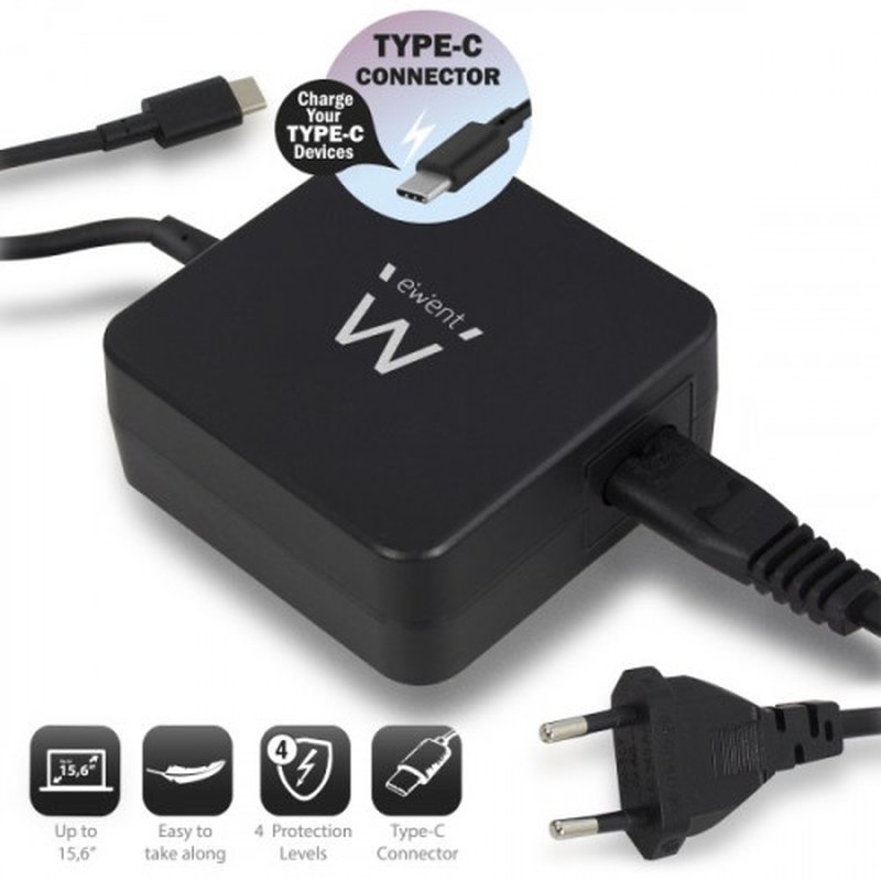 Ewent EW3980 adaptador e inversor de corriente Interior 65 W Negro - Imagen 4