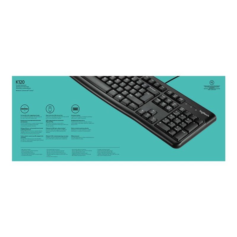 Logitech Keyboard K120 for Business teclado USB Hebreo Negro - Imagen 10