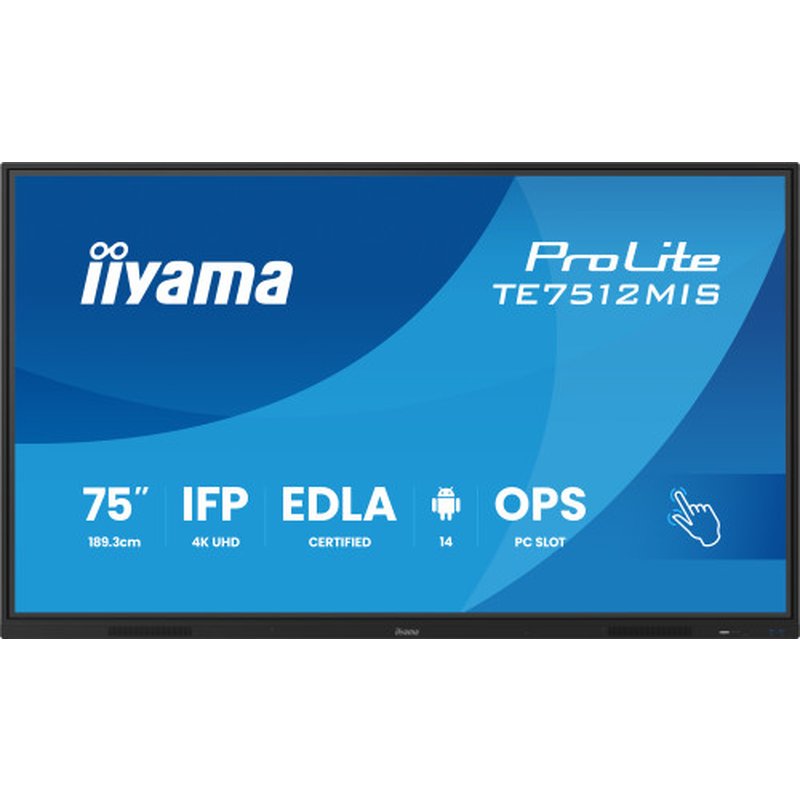 iiyama TE7512MIS-B4AG pantalla de señalización Pantalla plana para señalización digital 165,1 cm (65") LCD Wifi 400 cd / m² 4K Ultra HD Negro Pantalla táctil Procesador incorporado Android 11 24/7