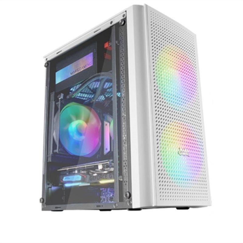 Mars Gaming MC300W Blanco, Caja PC Micro ATX, Cristal Templado, Frontal MESH, 3xVentilador FRGB Mars Gaming MC300W Blanco, Caja PC Micro ATX, Cristal Templado, Frontal MESH, 3xVentilador FRGB