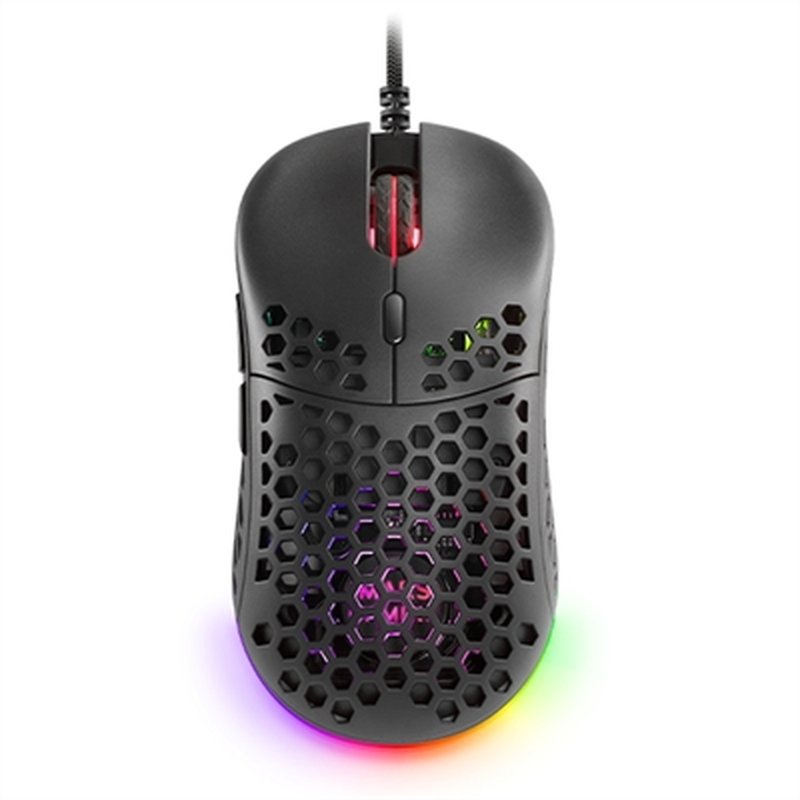 Mars Gaming MM55 Negro, Ratón Gaming RGB Chroma, Ultra-ligero 55g, 12800 DPI, Switches Mecánicos Programables HUANO