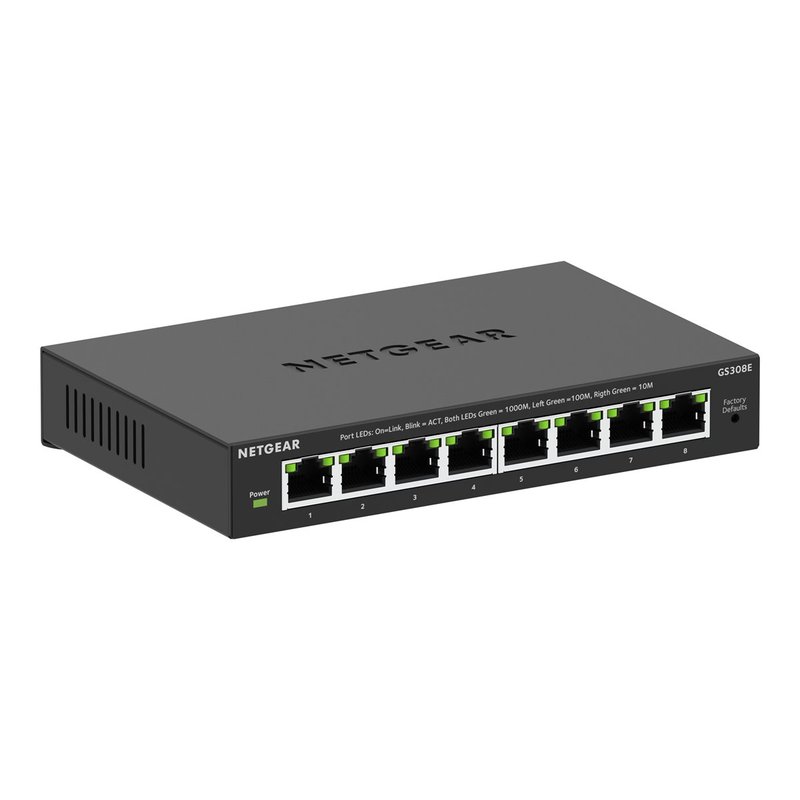 NETGEAR GS308E Gestionado L2/L3 Gigabit Ethernet (10/100/1000) Energía sobre Ethernet (PoE) Negro