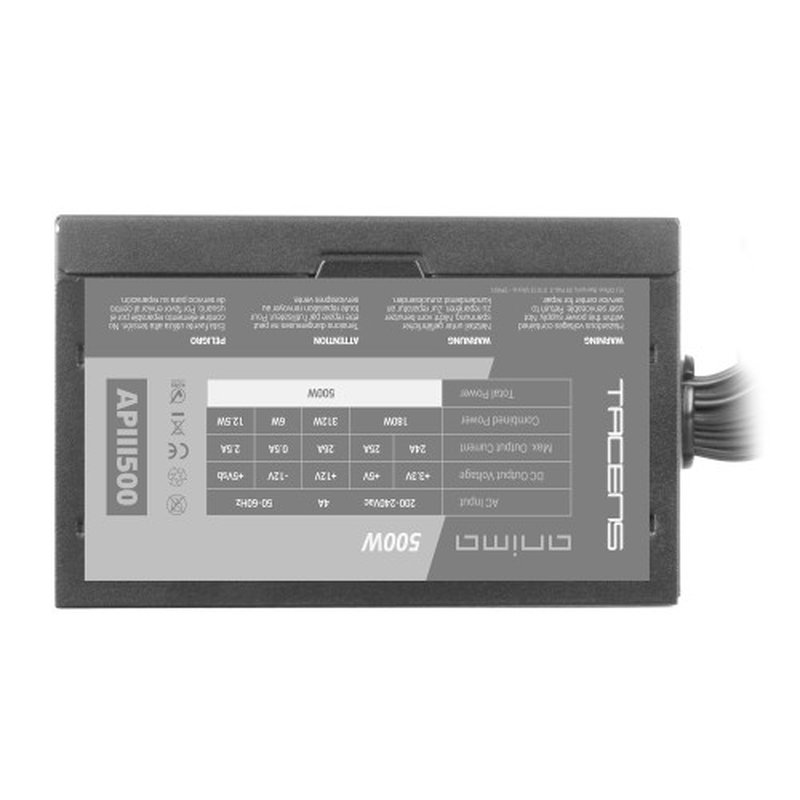 Reacondicionado | Tacens Anima APIII500, Fuente Alimentación PC ATX 500W, Tecnología SMD 85% Bronze 12V, Ventilador Ultra-silencioso 12cm, Negro Reacondicionado | Tacens Anima APIII500, Fuente Alimentación PC ATX 500W, Tecnología SMD 85% Bronze 12V, Ventilador Ultra-silencioso 12cm, Negro - Imagen 3