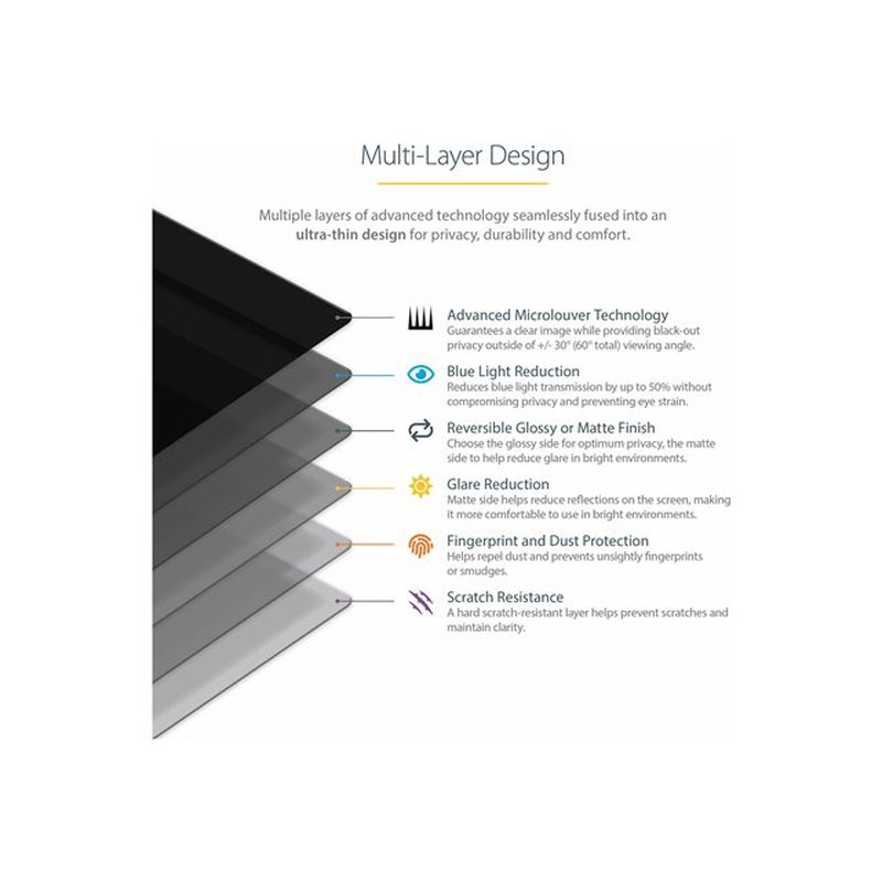 StarTech.com Filtro de Privacidad para Monitores de 18,5 Pulgadas - Pantalla de Privacidad para Reducir la Luz Azul - de Pantalla Ancha 16:9 - Mate/Brillante - Ángulo de Visión de +/-30 Grados - Imagen 9