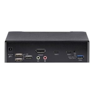 StarTech.com Switch Conmutador KVM USB C Tipo C, KVM de 2 puertos DisplayPort con Vídeo UHD HDR de 4K 60Hz, Audio de 3,5mm, Hub 4x USB y 2x USB A 3.2 Gen 1 de 5Gbps, Compatible con TB 3/4