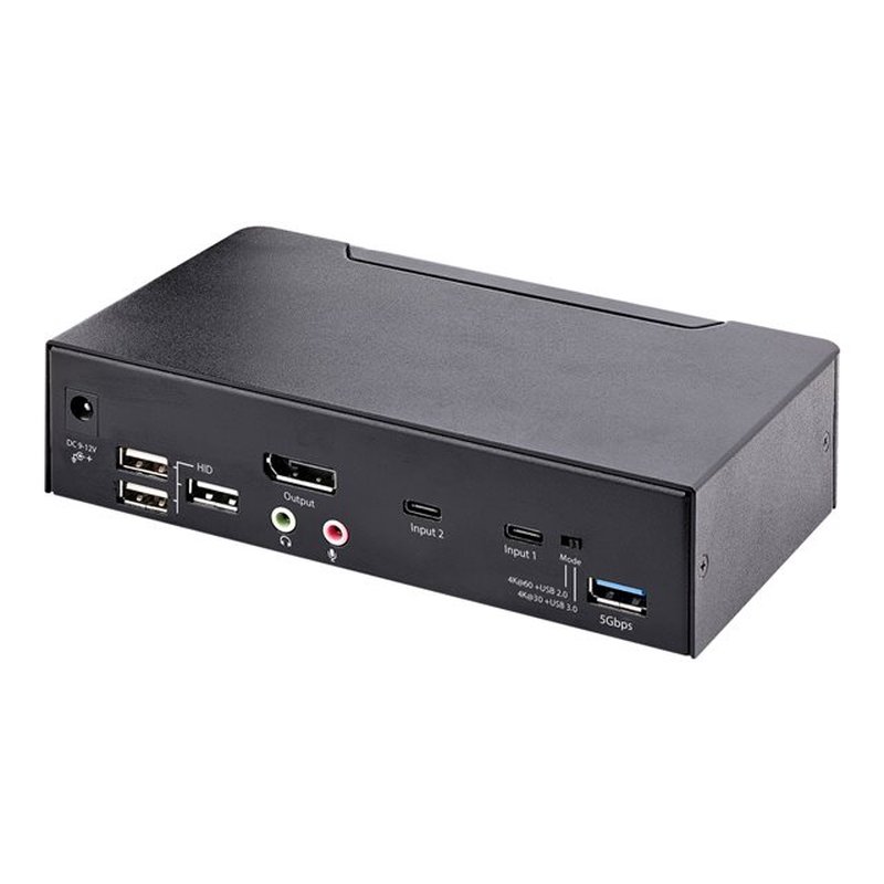 StarTech.com Switch Conmutador KVM USB C Tipo C, KVM de 2 puertos DisplayPort con Vídeo UHD HDR de 4K 60Hz, Audio de 3,5mm, Hub 4x USB y 2x USB A 3.2 Gen 1 de 5Gbps, Compatible con TB 3/4 - Imagen 4