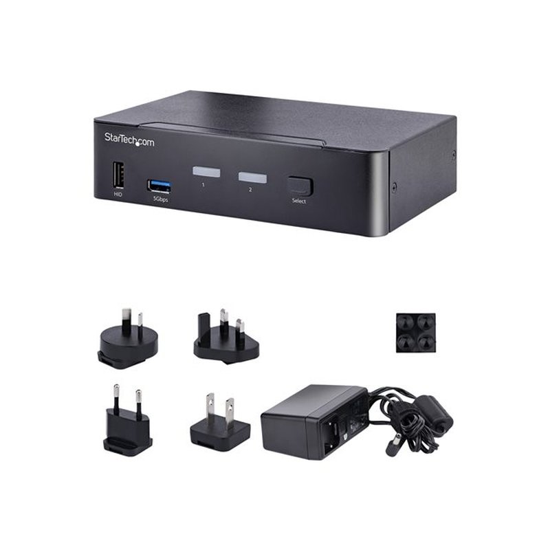 StarTech.com Switch Conmutador KVM USB C Tipo C, KVM de 2 puertos DisplayPort con Vídeo UHD HDR de 4K 60Hz, Audio de 3,5mm, Hub 4x USB y 2x USB A 3.2 Gen 1 de 5Gbps, Compatible con TB 3/4 - Imagen 5