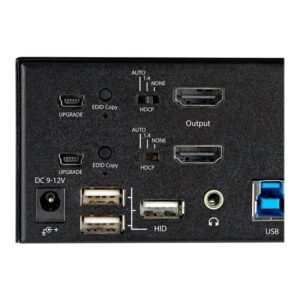 StarTech.com Switch Conmutador KVM de 2 Puertos HDMI 2.0 4K para 2 Monitores - Vídeo de 4K y 60Hz Ultra HD - HDR - Hub Ladrón USB 3.0 de 2 Puertos y 4 Puertos USB 2.0 HID - Audio - HotKey - TAA