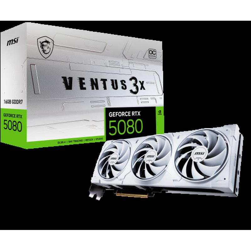 MSI VENTUS GEFORCE RTX 5080 16G 3X OC WHITE tarjeta gráfica NVIDIA 16 GB GDDR7