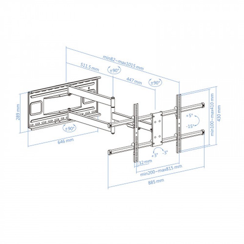 TooQ LP4380XL-B soporte para TV 2,03 m (80") Negro - Imagen 12