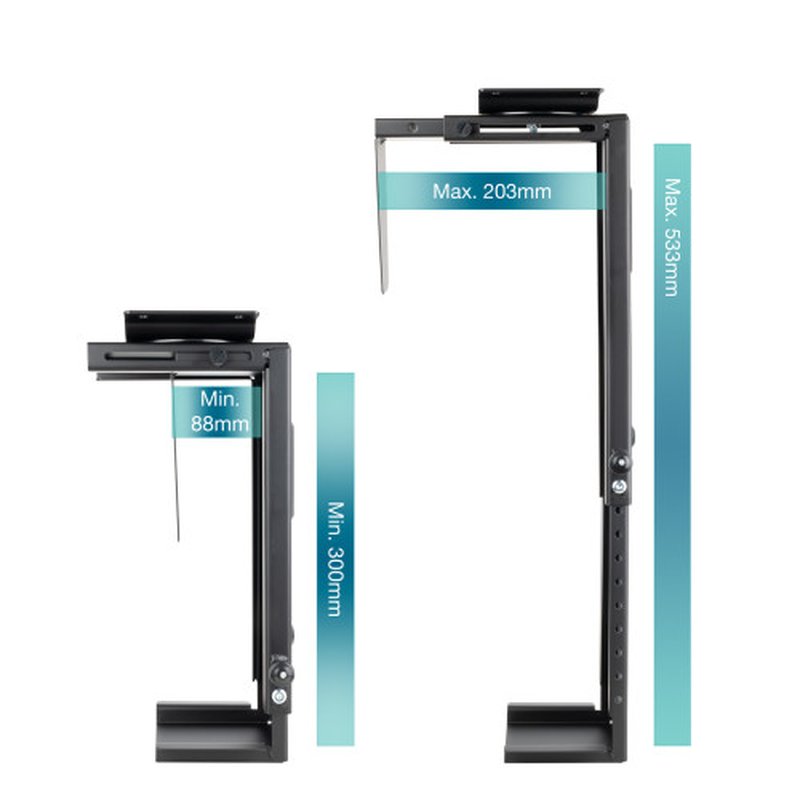 TooQ Soporte Metálico para CPU para Escritorio/Pared, Negro - Imagen 2