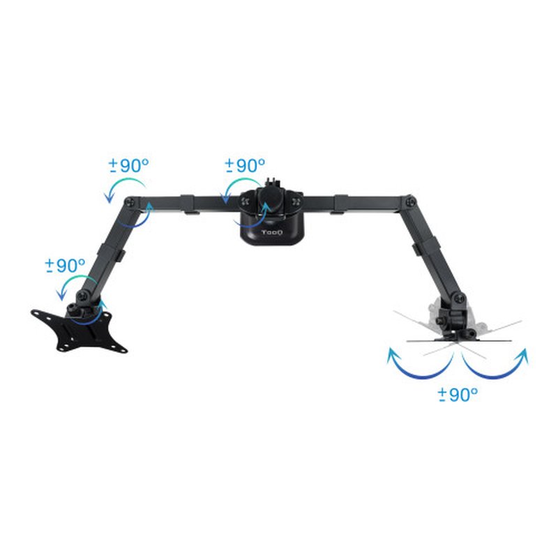 TooQ Soporte de Mesa para 2 Pantallas 17"-27", Negro - Imagen 3