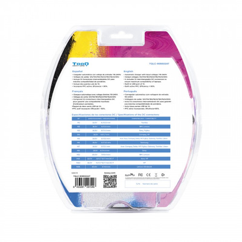 TooQ TQLC-90BS02AT adaptador e inversor de corriente Interior 90 W Negro - Imagen 7