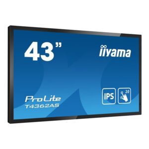 iiyama T4362AS-B1 pantalla de señalización Panel plano interactivo 108 cm (42.5") IPS 500 cd / m² 4K Ultra HD Negro Pantalla táctil Procesador incorporado Android 8.0 24/7