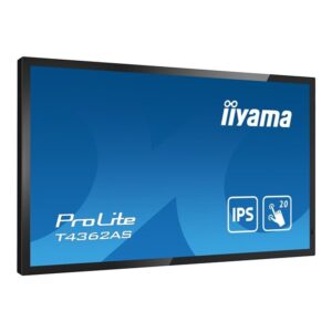 iiyama T4362AS-B1 pantalla de señalización Panel plano interactivo 108 cm (42.5") IPS 500 cd / m² 4K Ultra HD Negro Pantalla táctil Procesador incorporado Android 8.0 24/7