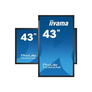 iiyama T4362AS-B1 pantalla de señalización Panel plano interactivo 108 cm (42.5") IPS 500 cd / m² 4K Ultra HD Negro Pantalla táctil Procesador incorporado Android 8.0 24/7