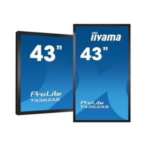 iiyama T4362AS-B1 pantalla de señalización Panel plano interactivo 108 cm (42.5") IPS 500 cd / m² 4K Ultra HD Negro Pantalla táctil Procesador incorporado Android 8.0 24/7
