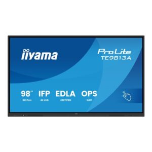 iiyama TE9813A-B1AG pantalla de señalización Panel plano interactivo 2,48 m (97.5") Wifi 450 cd / m² 4K Ultra HD Negro Pantalla táctil Procesador incorporado Android 18/7